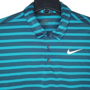 Nike Golf Polo Shirt Mens XL Striped Blue Dri Fit